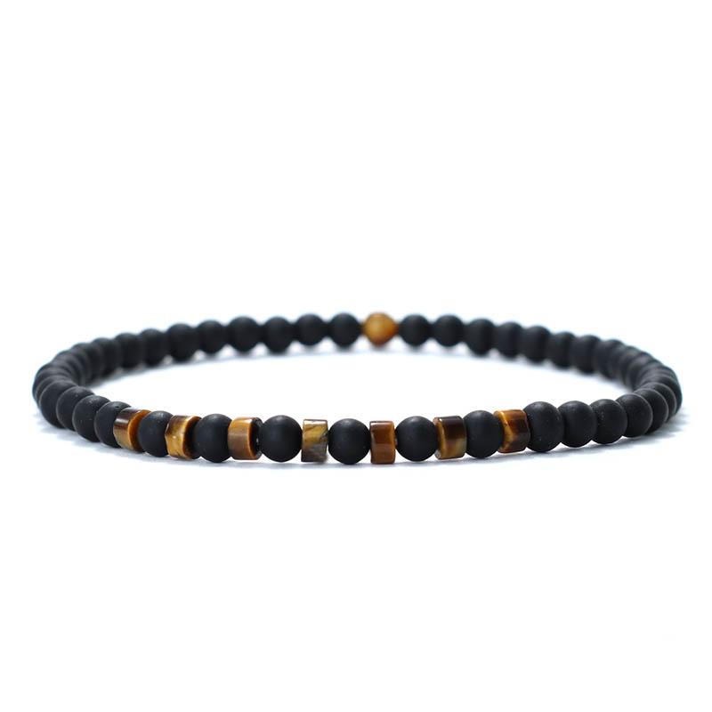 Modna Męska Bransoletka Naturalne Oko Tygrysa Cesarski Mały Kamień Koraliki 4mm Bransoletka Męskie Akcesoria Biżuteria Plażowa Bohemia Pulsera