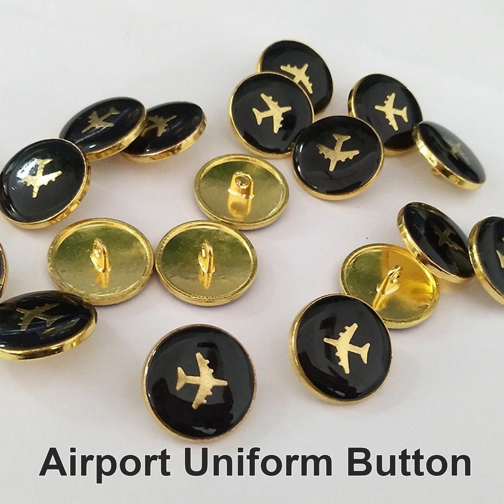Airport Uniform Buttons Rustproof Metal Buttons Fasteners Airline Crew Buttons for Airline and Ground Crew