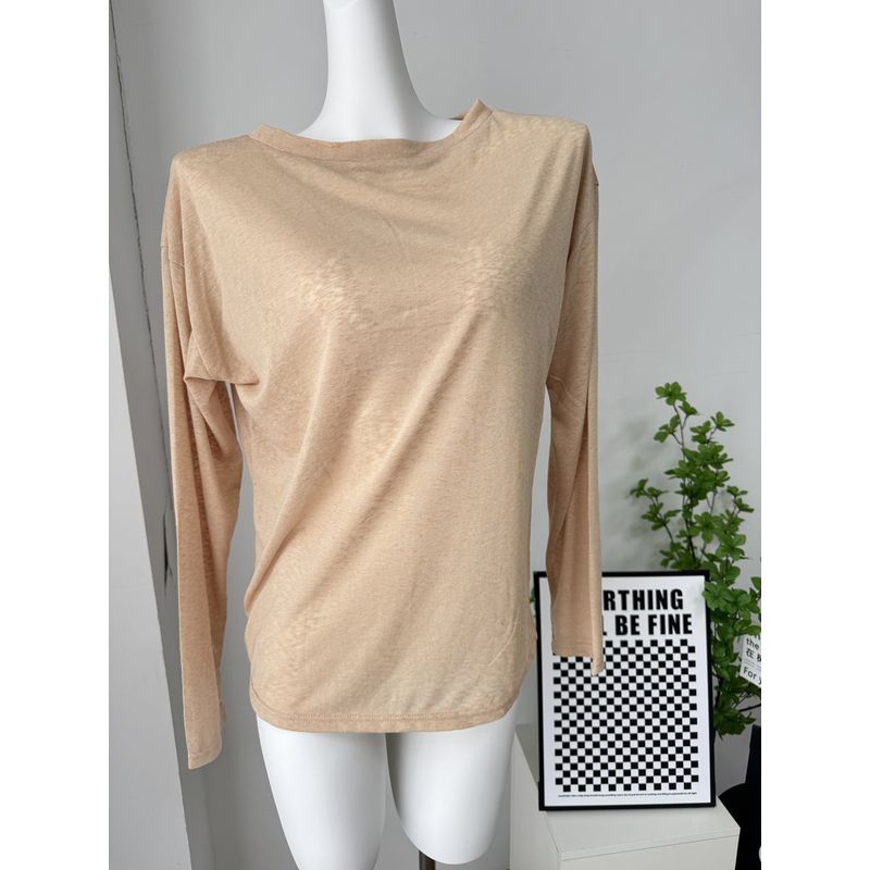 Western Style New Fashion Casual Loose round Neck Long sleeves Shirt Top Loose Long Sleeved Top
