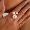 European and American rings, three imitation pearl metal base rings, French creative rings, trend joint rings