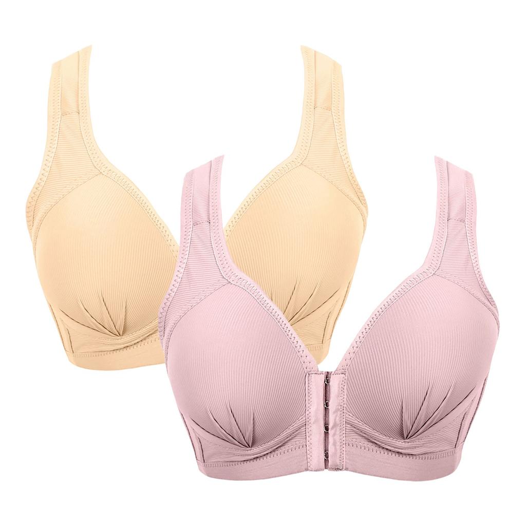 2ks Dámské spodní prádlo se zapínáním vpředu na extra elastické prodyšné krajkové lemování