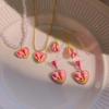 S925 Silver Needle Cute Pink Tulip Earrings & Fresh Versatile Pearl Necklace