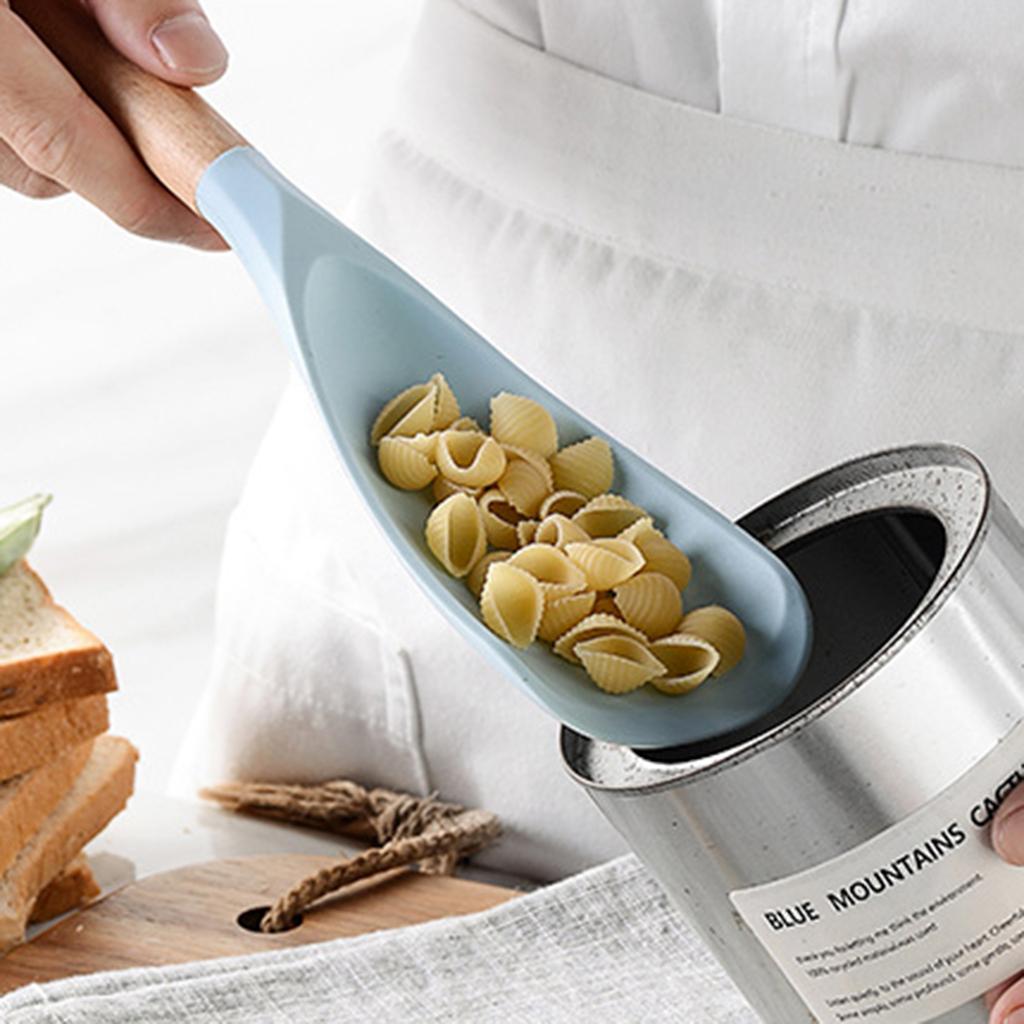 Blue Silicone Cooking Utensils Set Non-Stick Spatula Soup Spoon Eggbeater Food Clip Natural Wood Handle with Storage Box Kitchen Tools