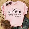 And She Lived Happily Ever After Divorce Print T-Shirts Women Summer Cool Short Sleeve Female Casual T-Shirts Round Neck Tops