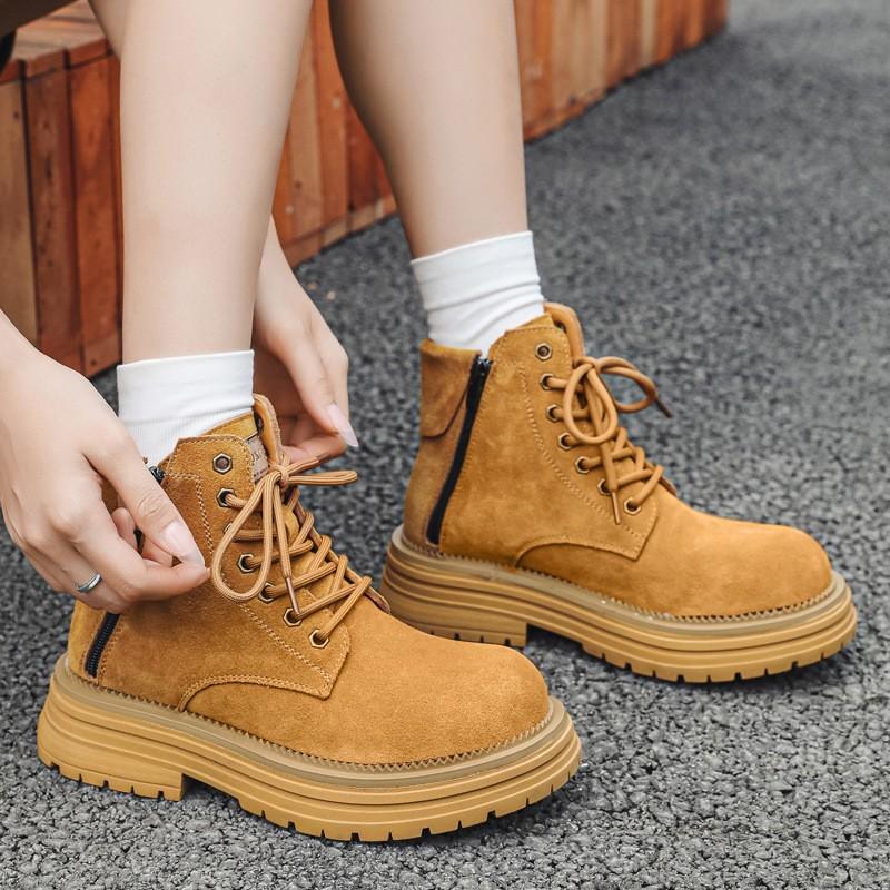 Rhubarb Boots Thick-Soled Heightening Tooling Boots Martin Boots Men'S Big Head Versatile High-Top Boots Retro