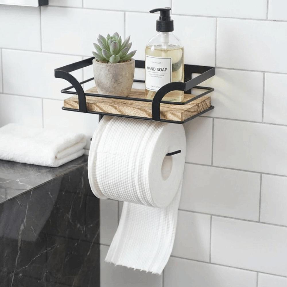Space Saving Paper Rack Wall Mounted Toilet Roll Holder Storage Tools Storage Shelf Hotel