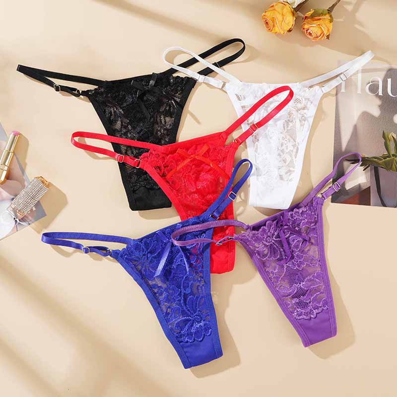 Verstellbare Spitzen-Tangas für Damen, sexy Unterwäsche mit niedriger Taille, nahtlose weibliche Unterhose, Dessous
