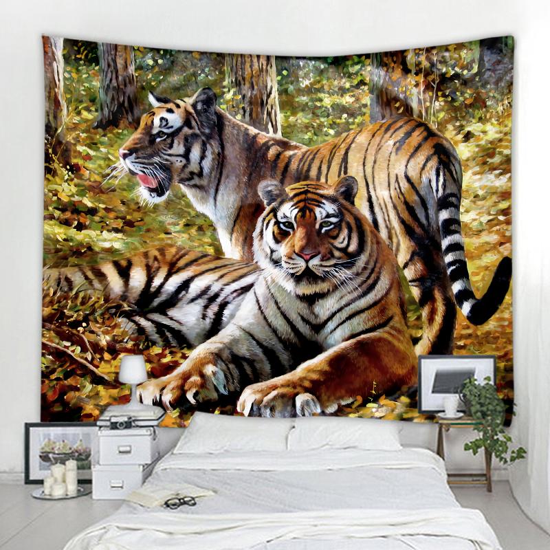 3D Tiger Decoration Tapestry Curtain Home Bedroom Living Room Decoration Curtain Tapestry Bohemian Hippie Style
