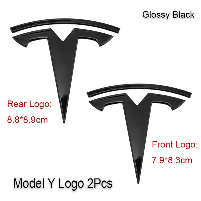 Car Sticker Tesla 2Pcs 3D ABS Black Chrome Red Carbon Car Front Hood Emblem Rear Trunk Badge Sticker For Tesla Model 3 Model Y D