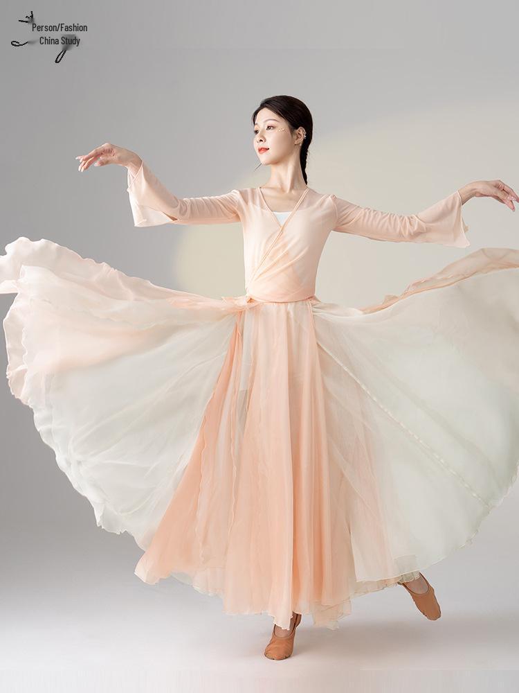 Women's 720-Degree Double-Layer Flow Skirt Chinese Dance Costume for Stage Performance