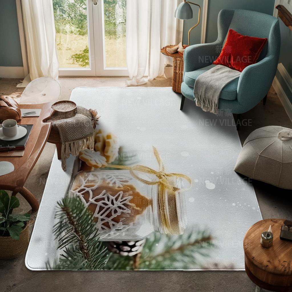 House Entrance Carpet Home Door Mat Living Room Bath Foot Bathroom Non-slip Water Absorption Rugs Bath Merry Christmas Winter