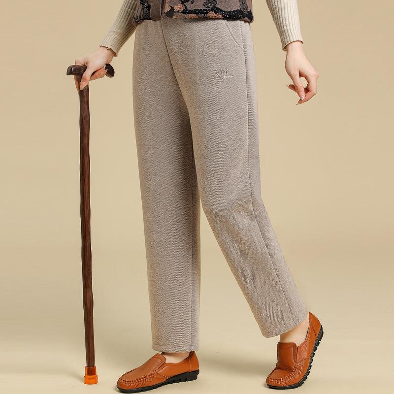 Velvet Straight-Leg Pants for Women - Winter and Spring Fashion for Elderly & Middle-Aged