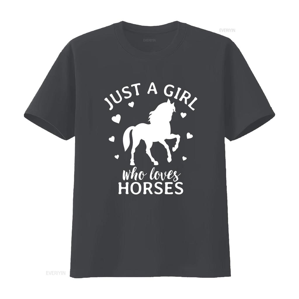 Just A Girl Who Loves Horses Cowgirl Horse Riding T Shirt vintage Washed homme graphic Casual Stylish Versatile streetwear Soft