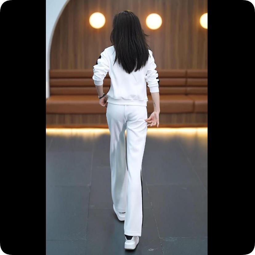 Casual Sports Suit Women's Spring and Autumn Fashion Western Style Slimming Stand-up Collar Sweater Wide-leg Pants Two-piece Suit