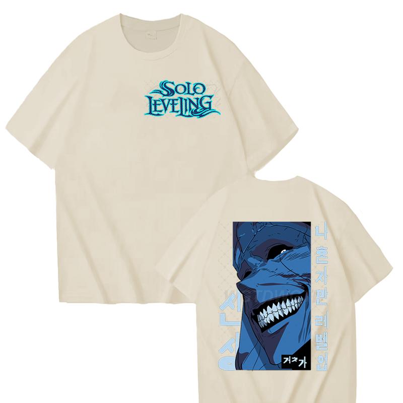 Solo Leveling Street Cool T-shirt Top 100% Cotton Hot Anime Men Clothes Harajuku Streetwear Solo Leveling Anime Men Women Shirt
