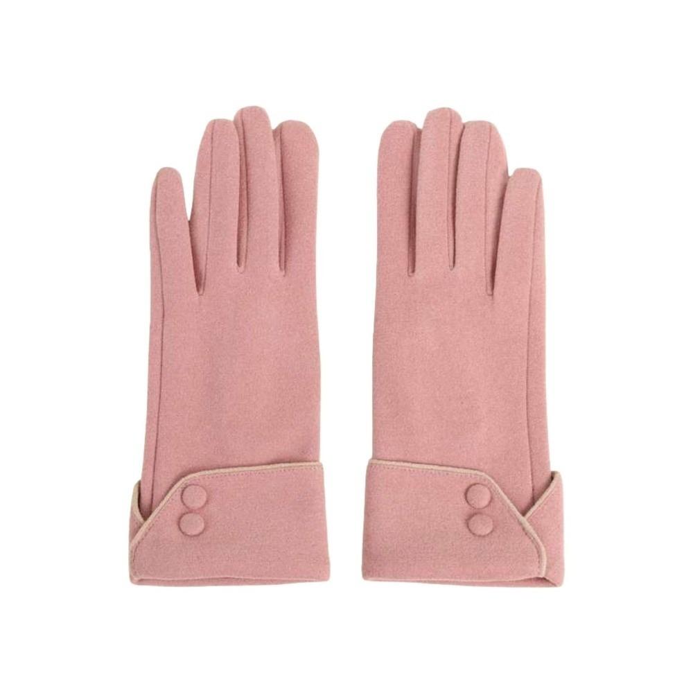 Button Winter Gloves Fleece Cycling Mittens Simple Women Gloves  Female