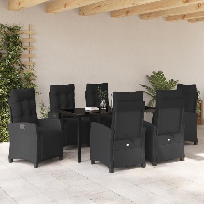 VidaXL Ensemble de salle à manger de jardin 7 pièces en osier poly noir 3380425