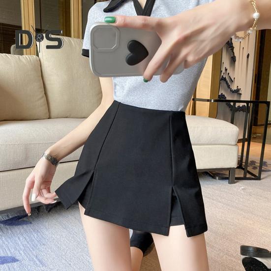 Damen-Minirock, hohe Taille, seitlich geteiltes Design, einfarbig, kurzer Rock, A-Linien-Design, Skort, Anti-Exposure-Arbeitsrock