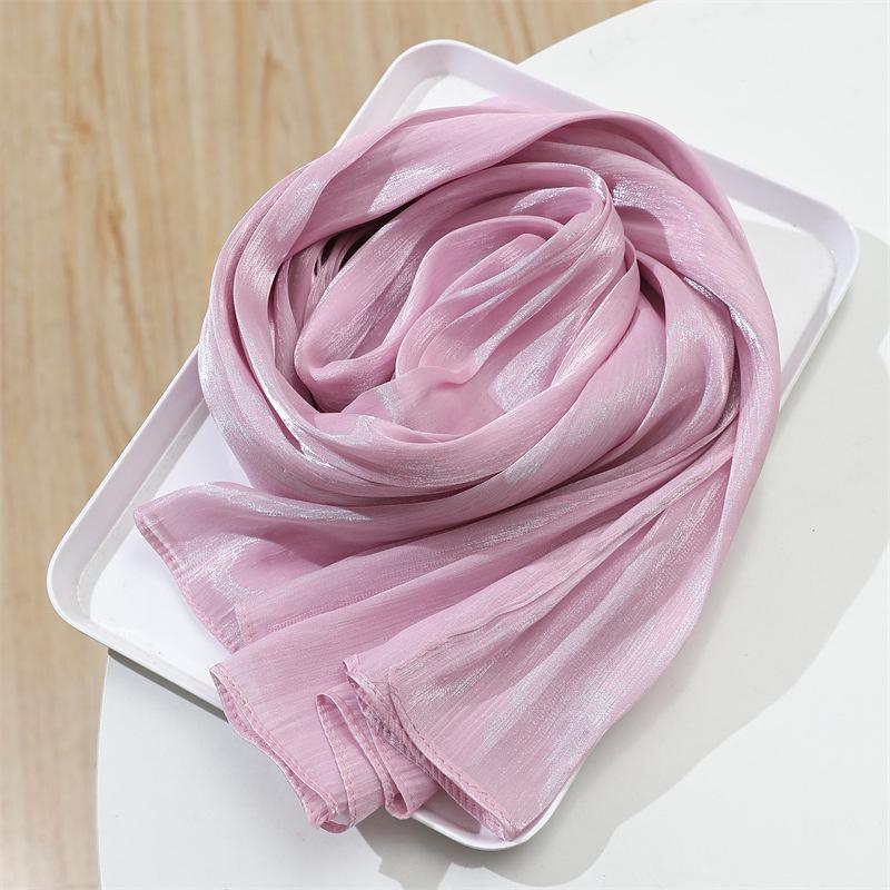 2025 Frühling/Sommer Damen Seidenschal: Leichter, einfarbiger Sonnenschutzschal