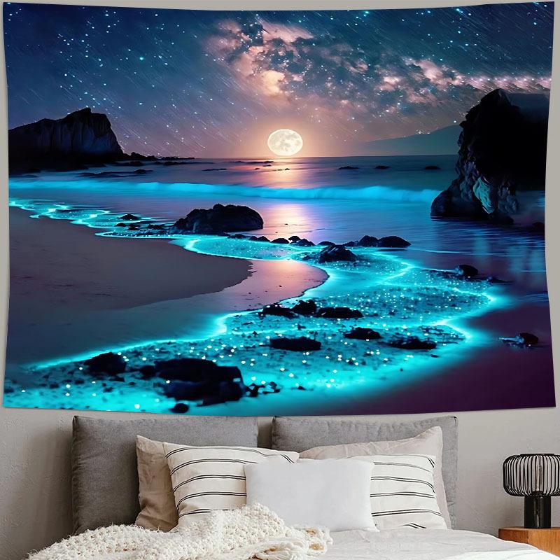 VIKAMA Starry Beach Tapestry Gradient Bohemian Living Room BB Decoration Minimalist Art Background Wall Room Decoration