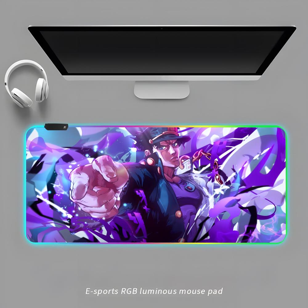 JoJos Bizarre Adventure Mauspads RGB Gaming-Mauspads Schreibtischunterlage HD Gamer Großes LED-Licht XXL-Mauspads RGB600x300x3mm purple