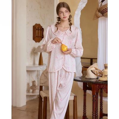 Mädchen Sense Süßer Puppenkragen Pyjama Damen Puffärmel Kurz Feenstil Anzug Eisseide Hauskleidung Design Sinn