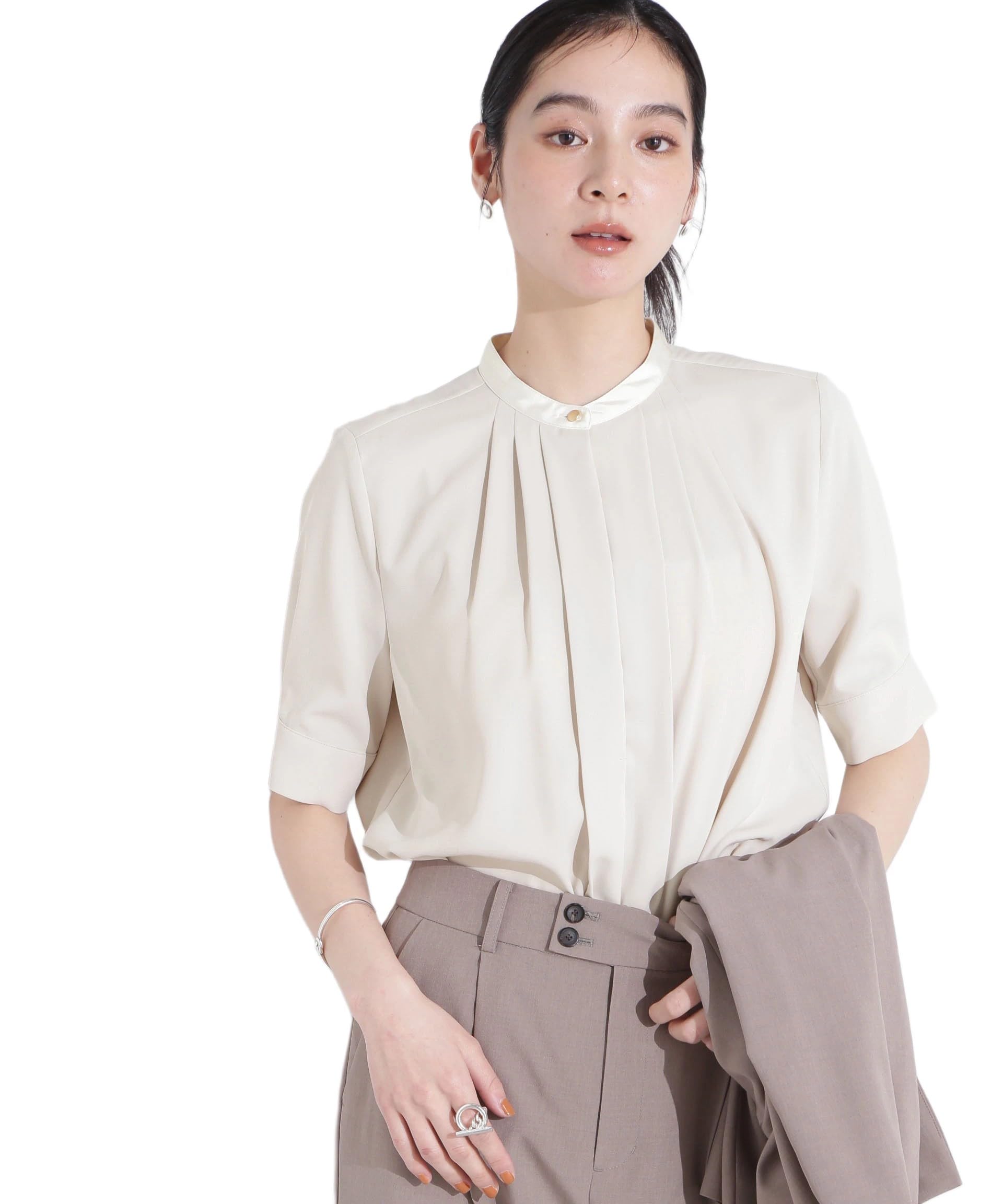 

Nano Universe Стойка Защип Шорты Размер S Светло-бежевый Женская Двухцветная Блузка, Рукав, (041), (669-5121306)