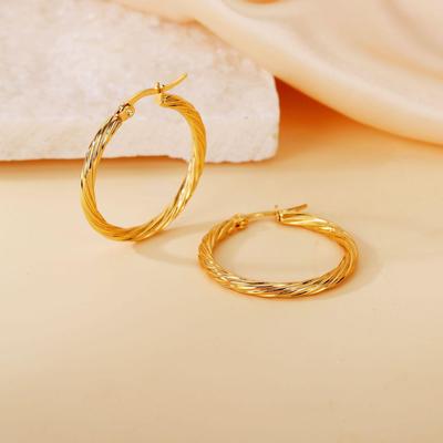 2025 Trendy European & American Titanium Steel Large Hoop Earrings - Simple Design, Round Wire Ear Studs