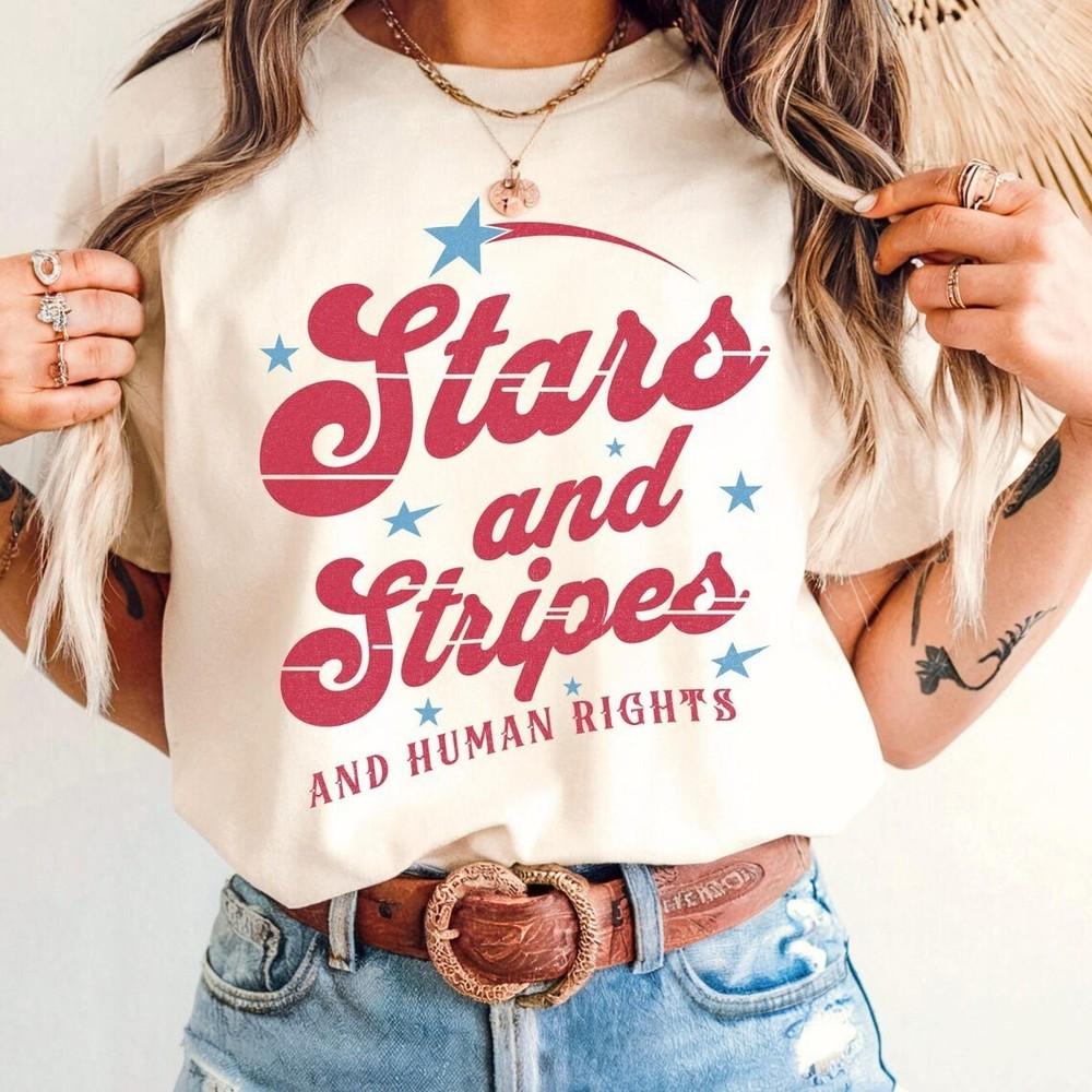 Stars and Stripes and Human Rights Tee, Speak Up Shirt, Feminist Fourth of July Unisex T-Shirt XXXL
