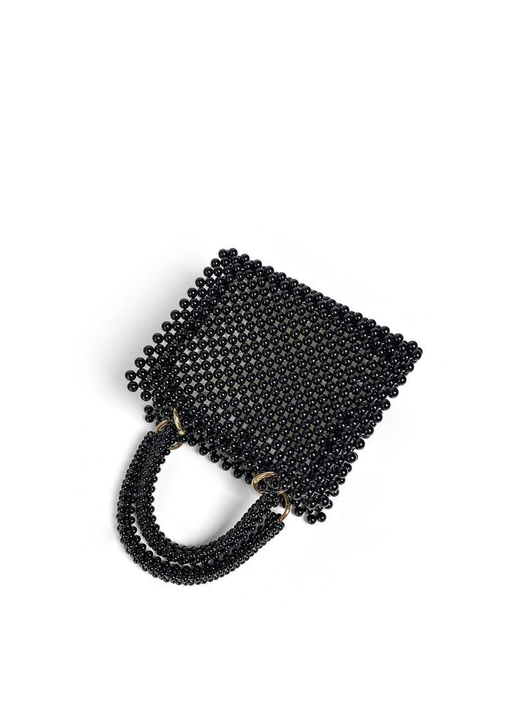 Damska torebka na ramię z czarnych pereł