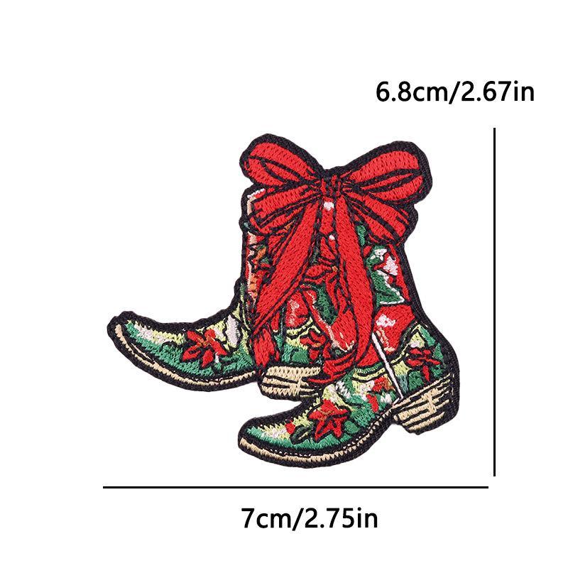10Pcs Christmas Merry Embroidered Patches Christmas Santa Claus,Bow,Tree,Boots Patch Iron On Patches For Clothing Letter Badges