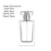 Transparent Glass Perfume Decanter with Press-Type Spray, 50/100ml, Flat Square Bayonet Design