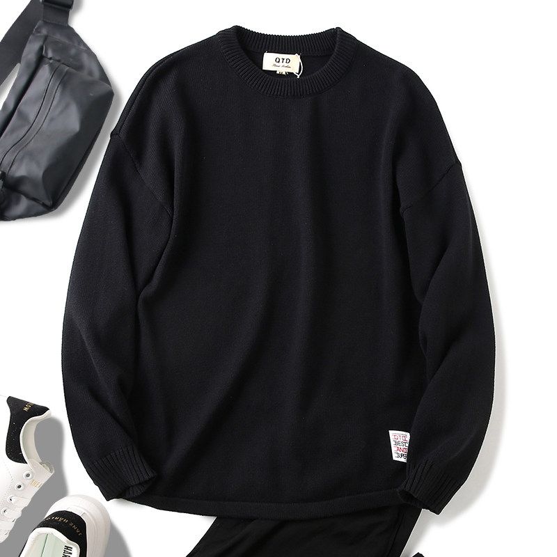 Loose Fit Export Men's Clothing Factory Cut-Label Surplus Autumn and Winter Casual Pure Cotton Crew Neck Pullover Sweater Jacket Trendy