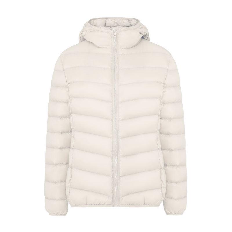 Women's Lightweight Hooded Down Jacket - 90% Down, Solid Color, Casual Warm Plus Size Coat for Autumn/Winter.