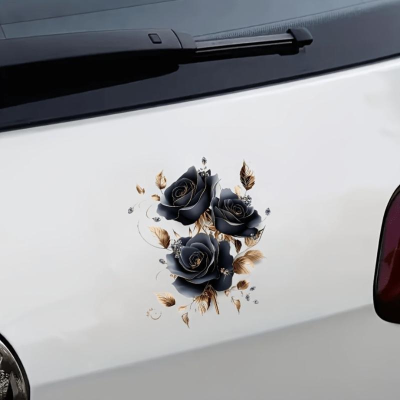 Svarte og gyldne glitterrose-dekaler, Bilklistremerker, Støtfangerklistremerker, Kjøretøyklistremerker, Klistremerker for å dekke riper på bilen, Vindusklistremerker, Bilpynt