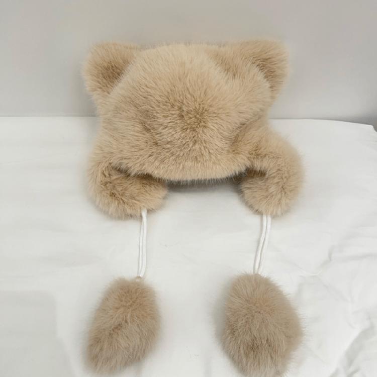 Y2k Girls Cute Bear Ear Shape Hat Windproof Hat for Teen Winter Cycling Skiing