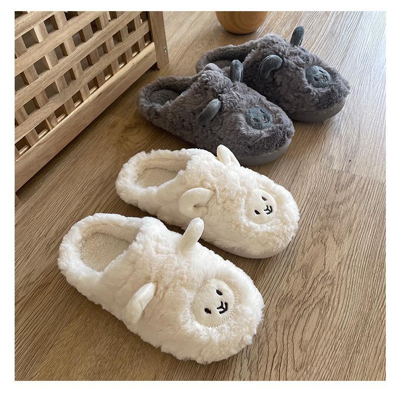 Damskie Domowe Puszyste Kapcie Platforma Antypoślizgowe Wygodne Ciepłe Buty Śliczne Owce Outdoorowe Kapcie dla Pary Kobiety Mężczyźni Damskie Buty