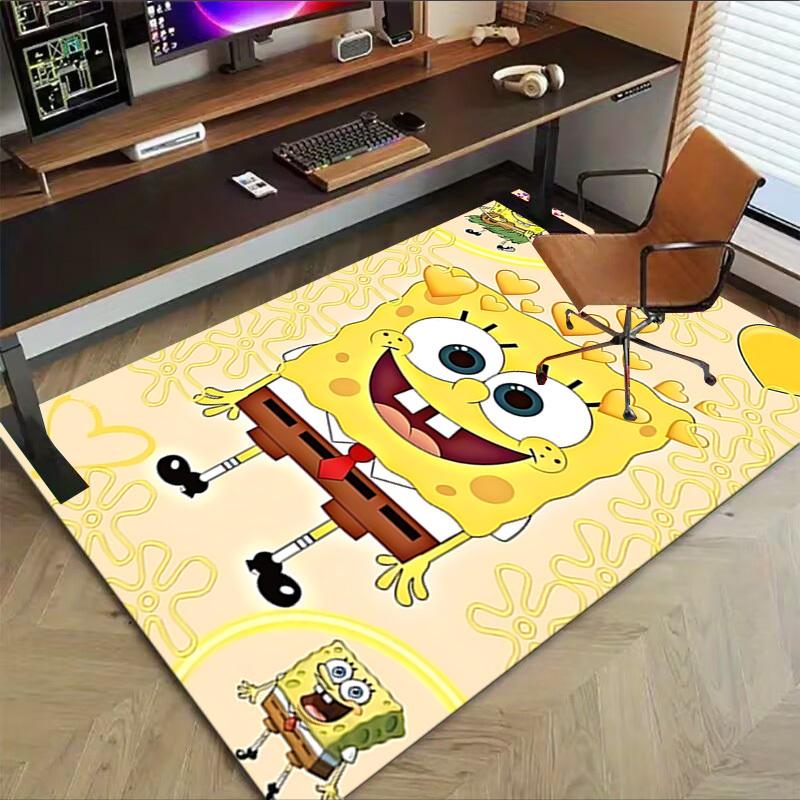 1 szt. Karcianka SpongeBob Kanciastoporty Antypoślizgowa Mata Podłogowa Poliestrowa do biura. Sypialni