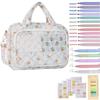 Quilted Bible Cover Case for Women Large with Pen Stickers Bible Study Supplies Protective Dust-proof Bible Cover Bag