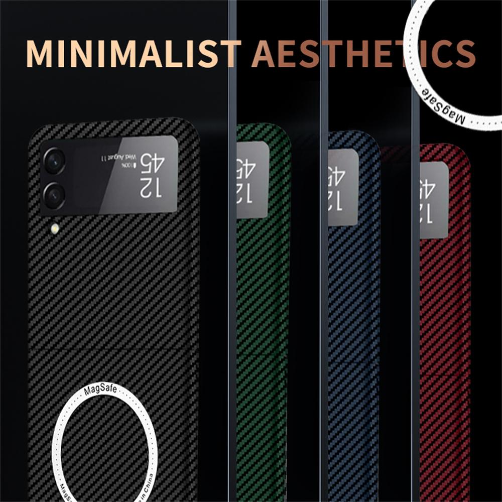 For Samsung Z Flip 5 4 Z Flip 3 Case Business Carbon Fiber Magnetic Magsafe Phone Cases for Galaxy Z Fold 5 3 S24 S23 S22 S21 Ultra 5G Hard PC Cover