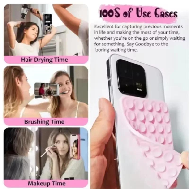 1-4PCS New Double Sided Multifunctional Mobile Phone Silicone Suction Cup 24 Square Mobile Phone Single-Sided Case Anti-Slip Holder Mount Suction
