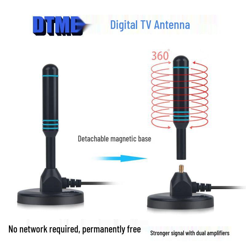 Doppelverstärker DTMB DVB-T2 Digital-TV-Antenne mit Saugnapf für Innen-/Außen- und Fahrzeuggebrauch