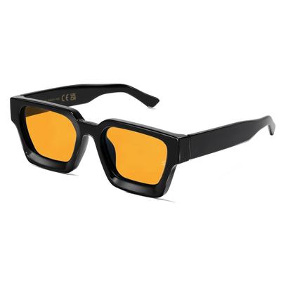 Lunettes de soleil rectangulaires rétro et tendance avec verres colorés pour hommes et Lunettes de soleil rectangulaires noires classiques avec protection UV400 [SHEEN KELLY] femmes.