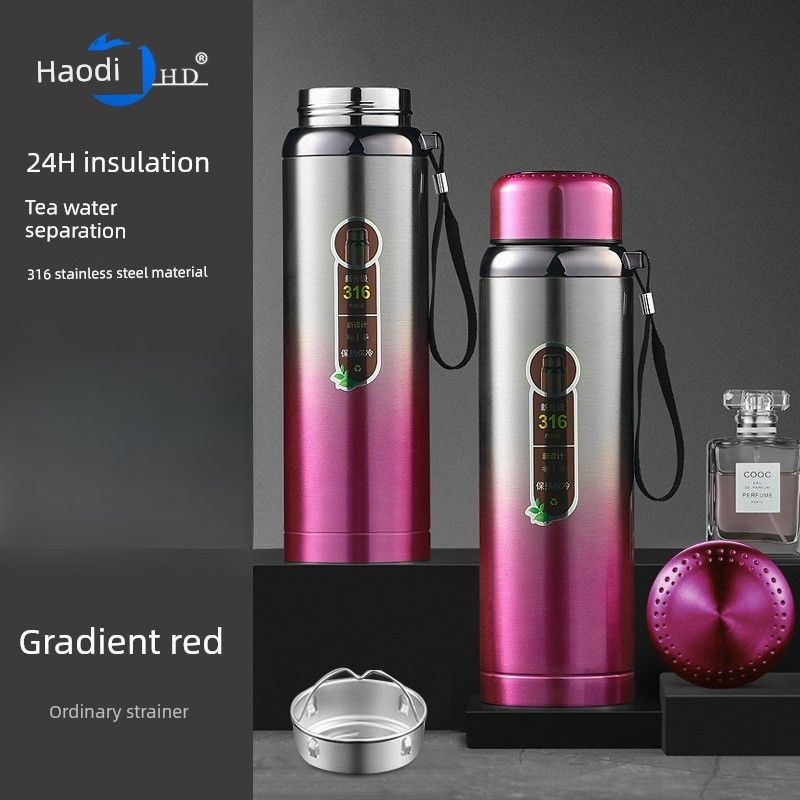 Large Capacity Vacuum Cup 316 Double-Layer Stainless Steel Men's Water Cup Female Student Portable Convenient Cold Insulation Iced Water Kettle Car