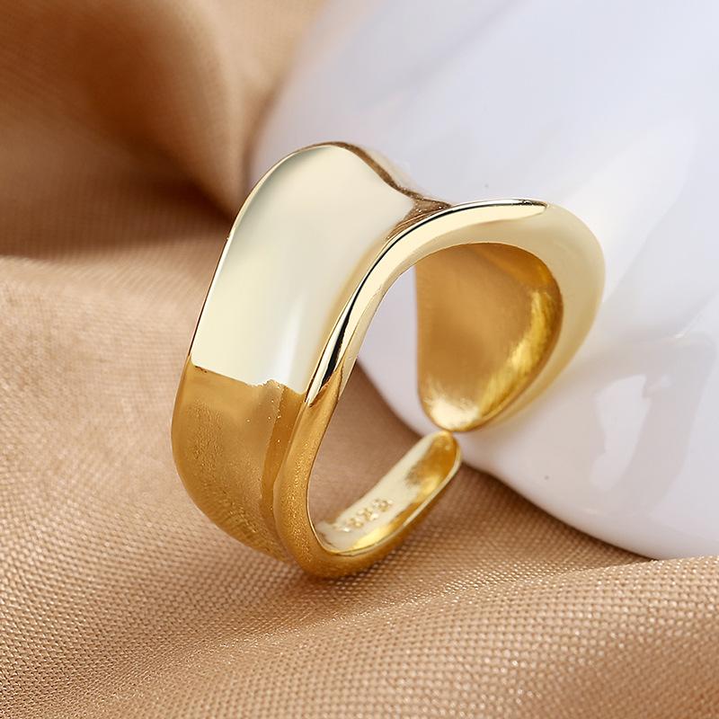 925 Sterling Silver HipHop Ring Open Adjustable Silver/Gold for Women Exquisite Student Girlfriend Jewelry Wedding Party GiftG