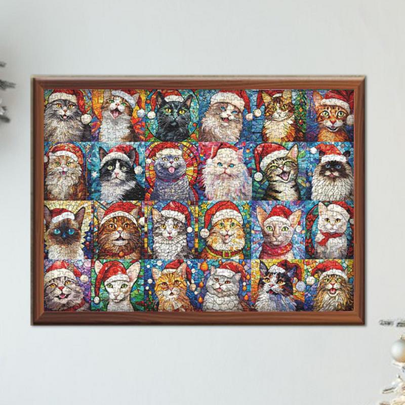 Advent Calendar 2025 Christmas Jigsaw Puzzles 24 Days Christmas Countdown Calendar Christmas Cats Jigsaw Gift Family Game Puzzle