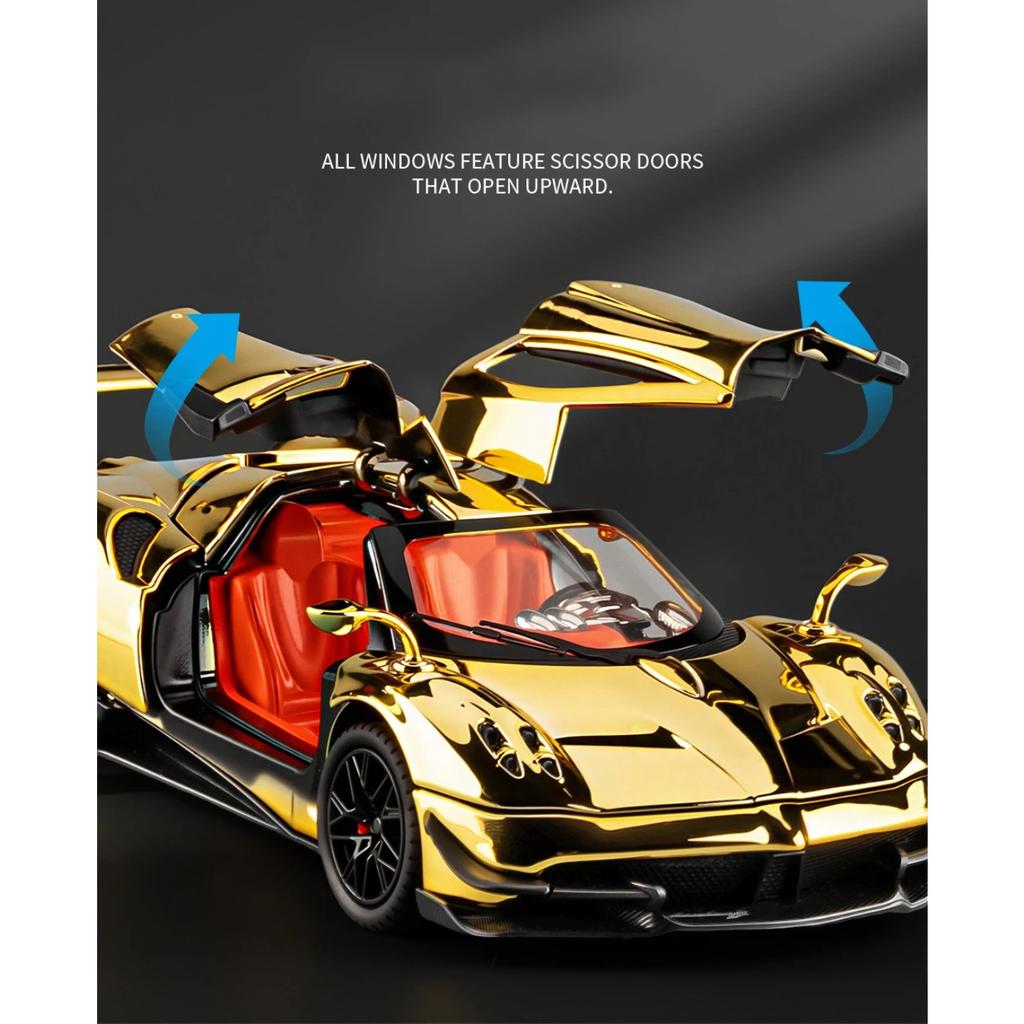 1/24 Pagani Huayra BC Supercar Legierungsauto Diecasts & Spielzeugfahrzeuge Metallspielzeugauto Modell Sound und Licht Sammlung Kinderspielzeug