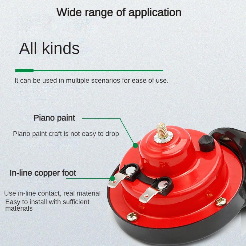 HQ Vehicle Snail Horn 12V/24V Trumpet Air Horn Motorcycle Horn for Trucks Vehicle Horn Electric Snail Waterproof Alarm 120DB