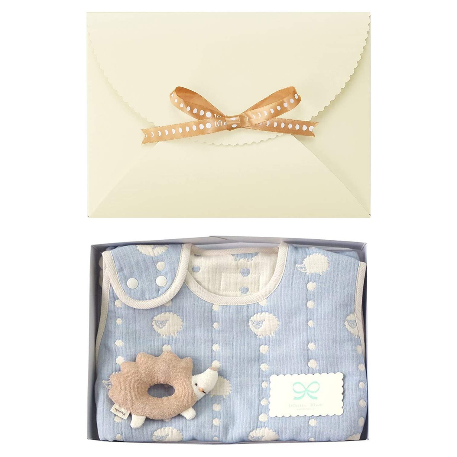 

10mois Hoppetta Baby Gift Fluffy Gauze Baby for Newborns to 3 Years 58cm Length Product 18111035 - Set (6-Layer Gauze) Sleeper, 100% Cotton, Old,