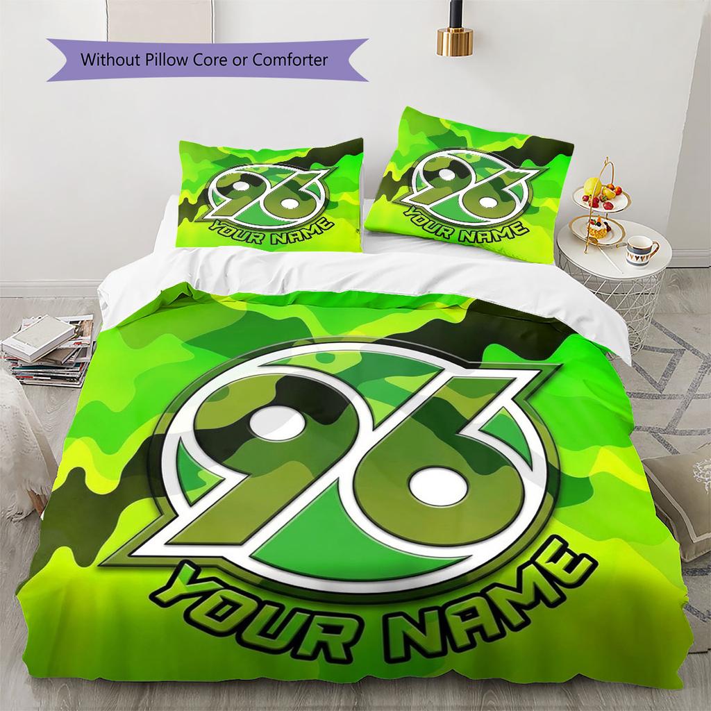 Hannover 96 Custom Name Pattern Bedding,Quilt Set Quilt Cover Pillowcase Home Birthday Gift(1 * duvet cover + 2 * pillowcase, without core)